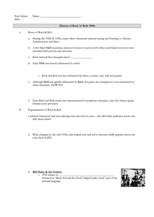 History Of Rock 'N' Roll Notes printable pdf download