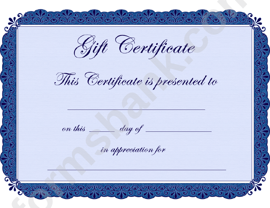 Fillable Gift Certificate Template printable pdf download