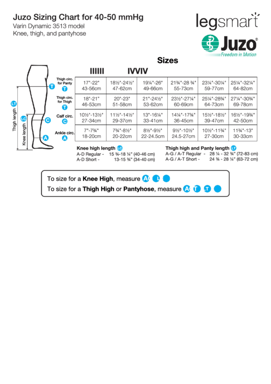 Legsmart Juzo Pants Sizing Chart printable pdf download