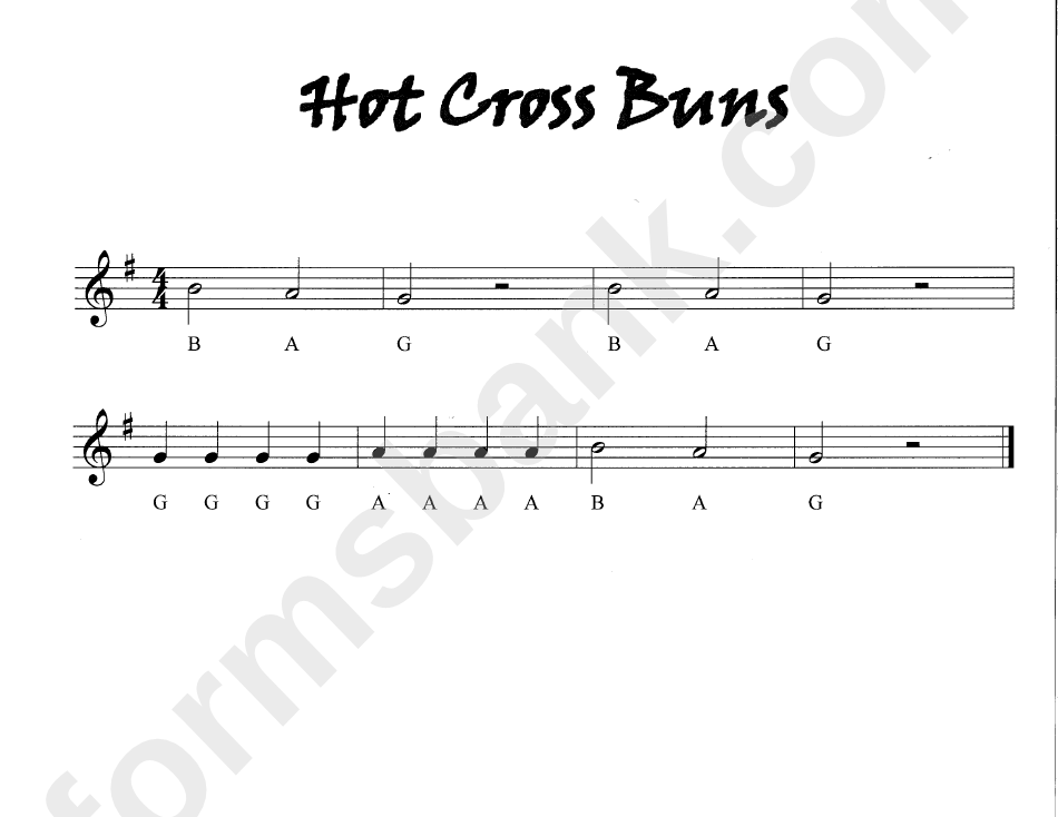 "Hot Cross Buns" Piano Sheet Music printable pdf download