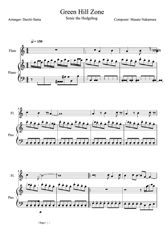 "Green Hill Zone" By Masato Nakamura Sheet Music printable pdf download