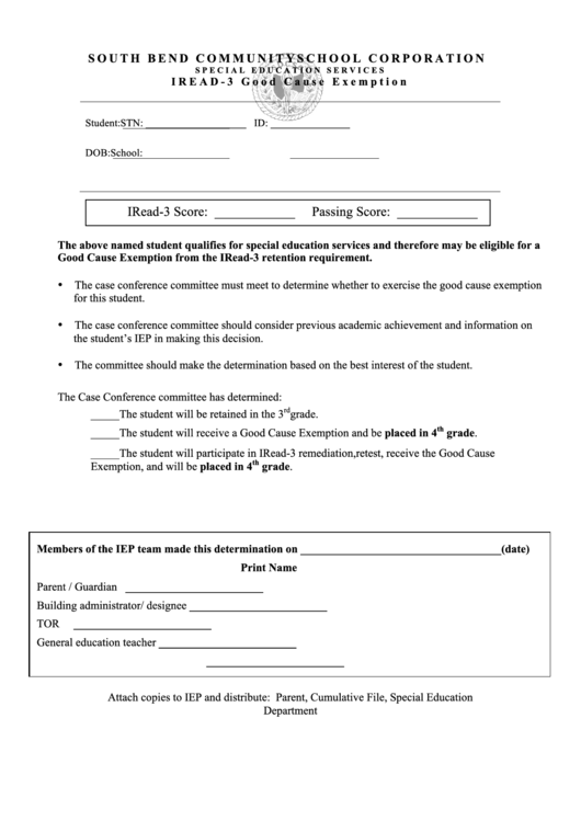 Good Cause Exemption printable pdf download