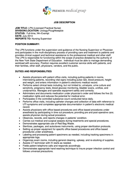 Job Description Job Title printable pdf download