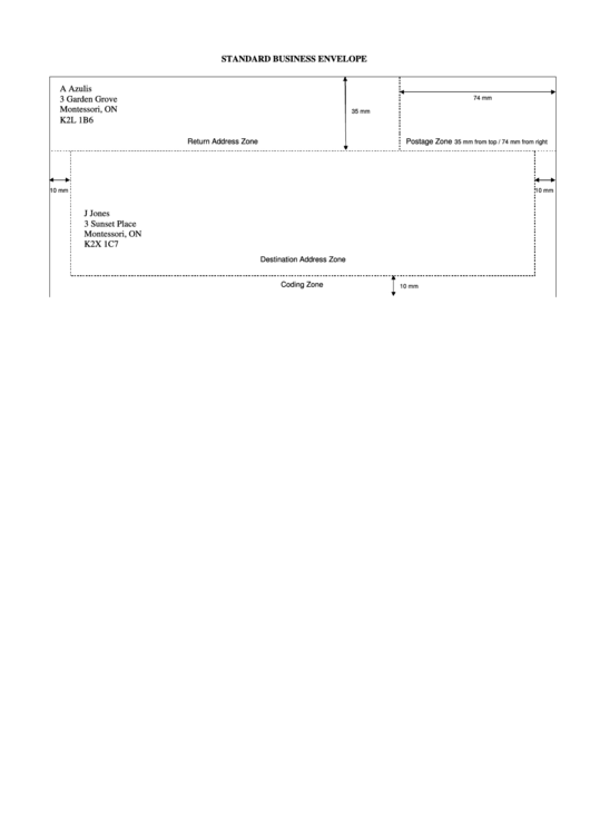 Standard Business Envelope printable pdf download