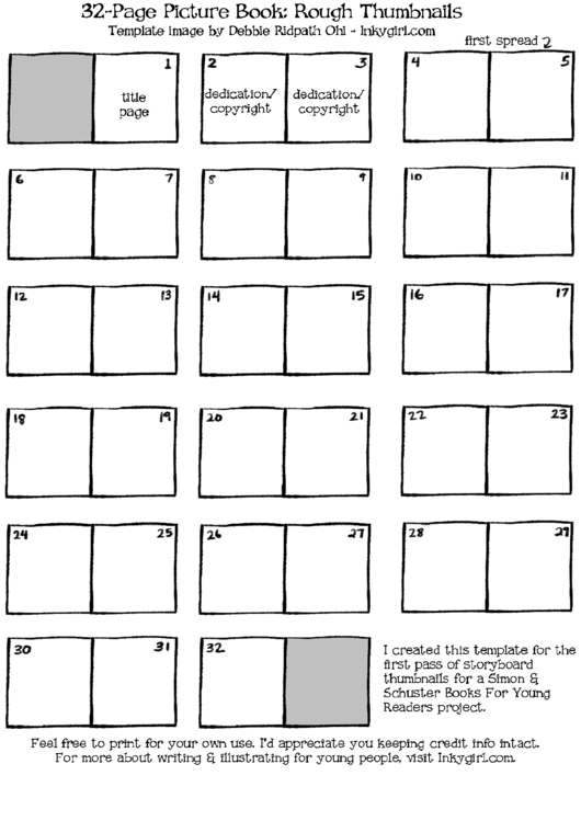 32 Page Picture Book Template Rough Thumbnails printable pdf download