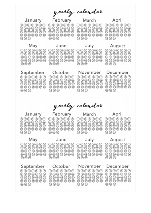 Blank Two Year Calendar Template printable pdf download