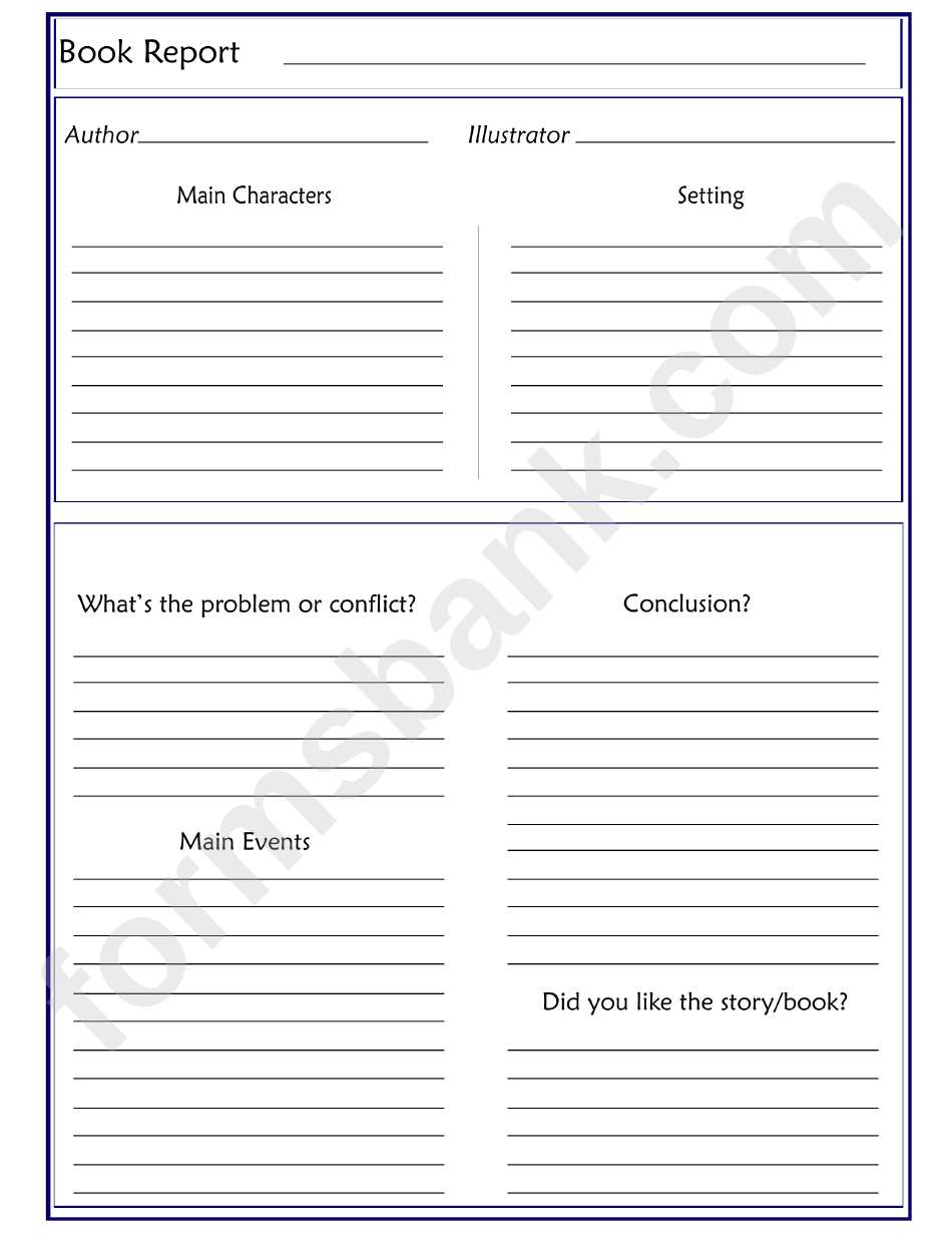 Book Report Template printable pdf download