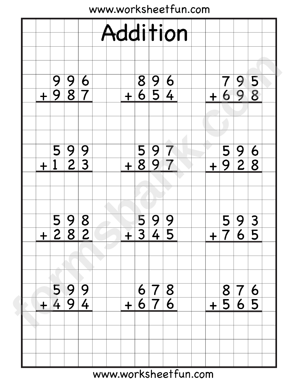 Addition Worksheet printable pdf download