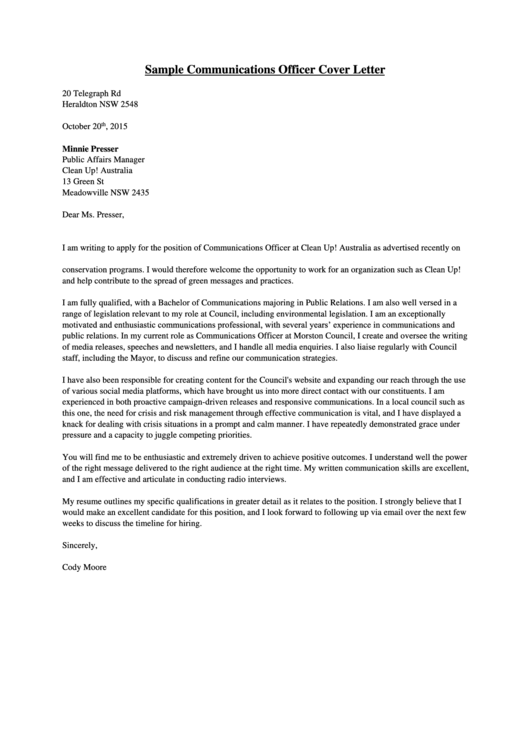 Cover Letter for Advocacy Director QS Study