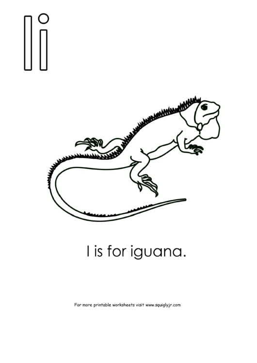 I Is For Iguana printable pdf download