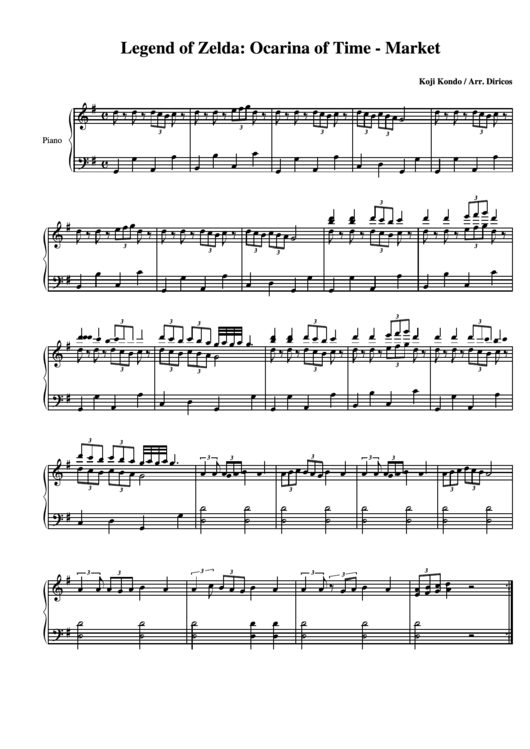 Legend Of Zelda Ocarina Of Time Market Sheet Music printable pdf