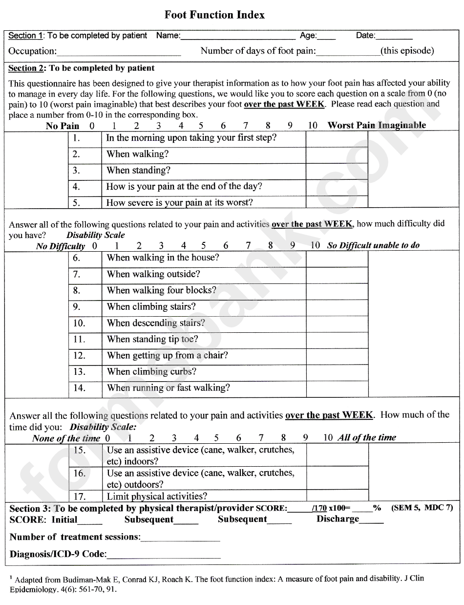 Causes Of Foot Pain Chart