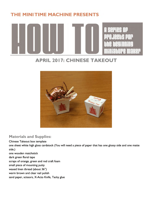 Chinese Takeout Box Template printable pdf download