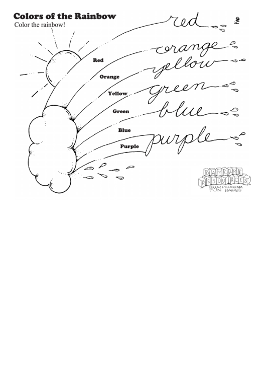 Colors Of The Rainbow Kids Activity Sheet printable pdf download