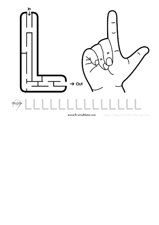 Sign Language Letter L printable pdf download