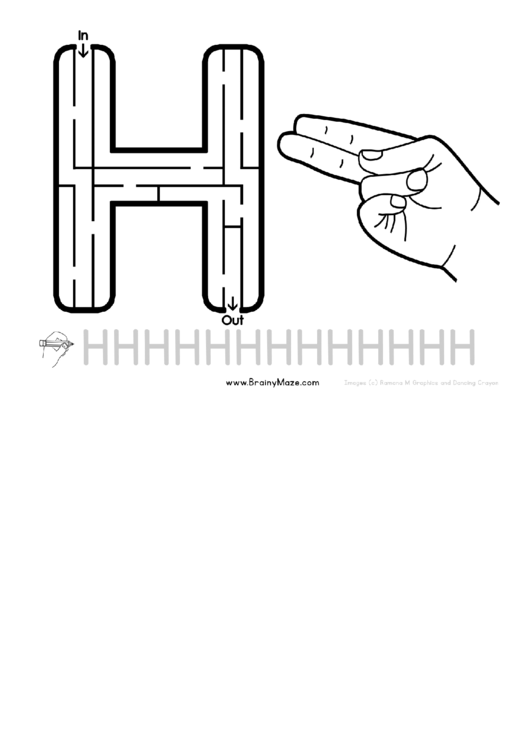 Sign Language Letter H printable pdf download