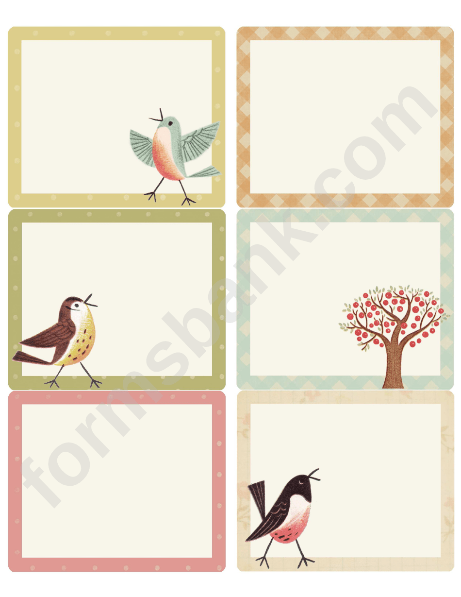Address Birds/tree Label Template printable pdf download
