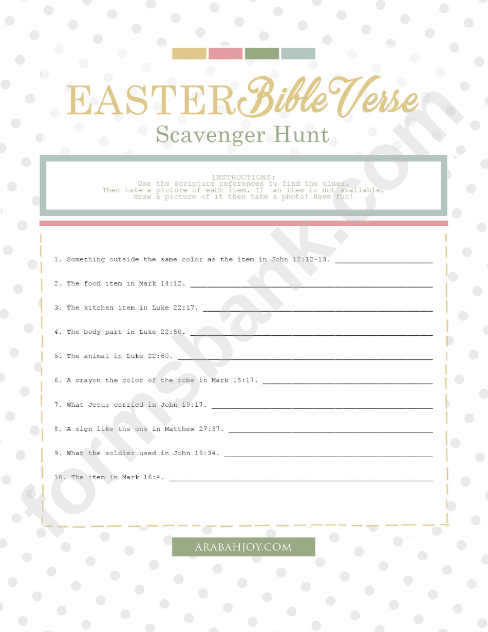 Easter Bible Verse Scavenger Hunt printable pdf download