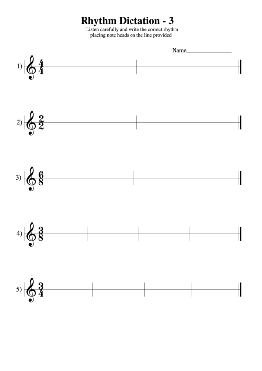 Rhythm Dictation printable pdf download