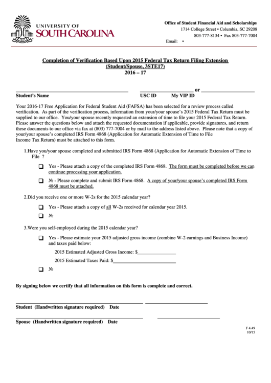 Fillable Completion Of Verification Based Upon 2015