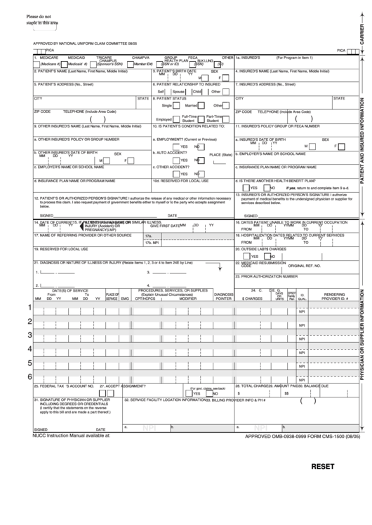 Fillable Cms-1500 (Professional) printable pdf download
