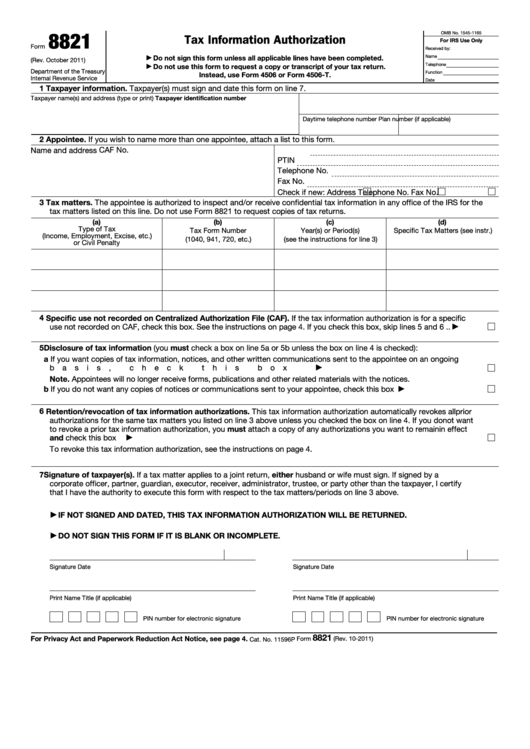 13 Form 8821 Templates free to download in PDF