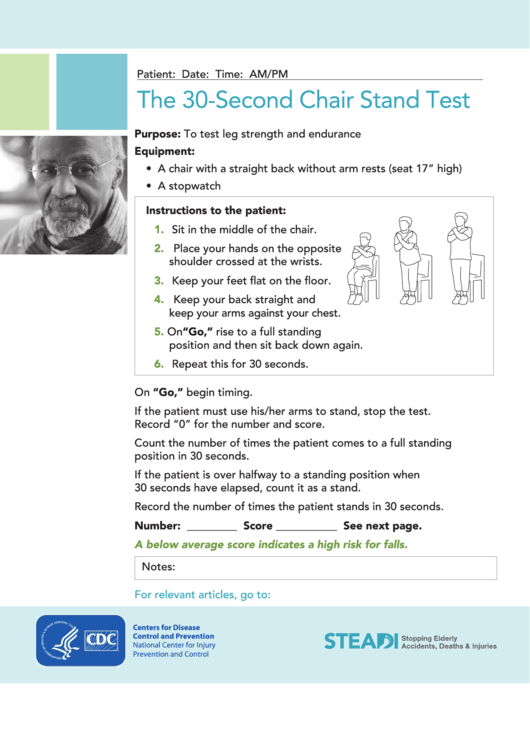 30 Second Chair Stand Test Cdc printable pdf download
