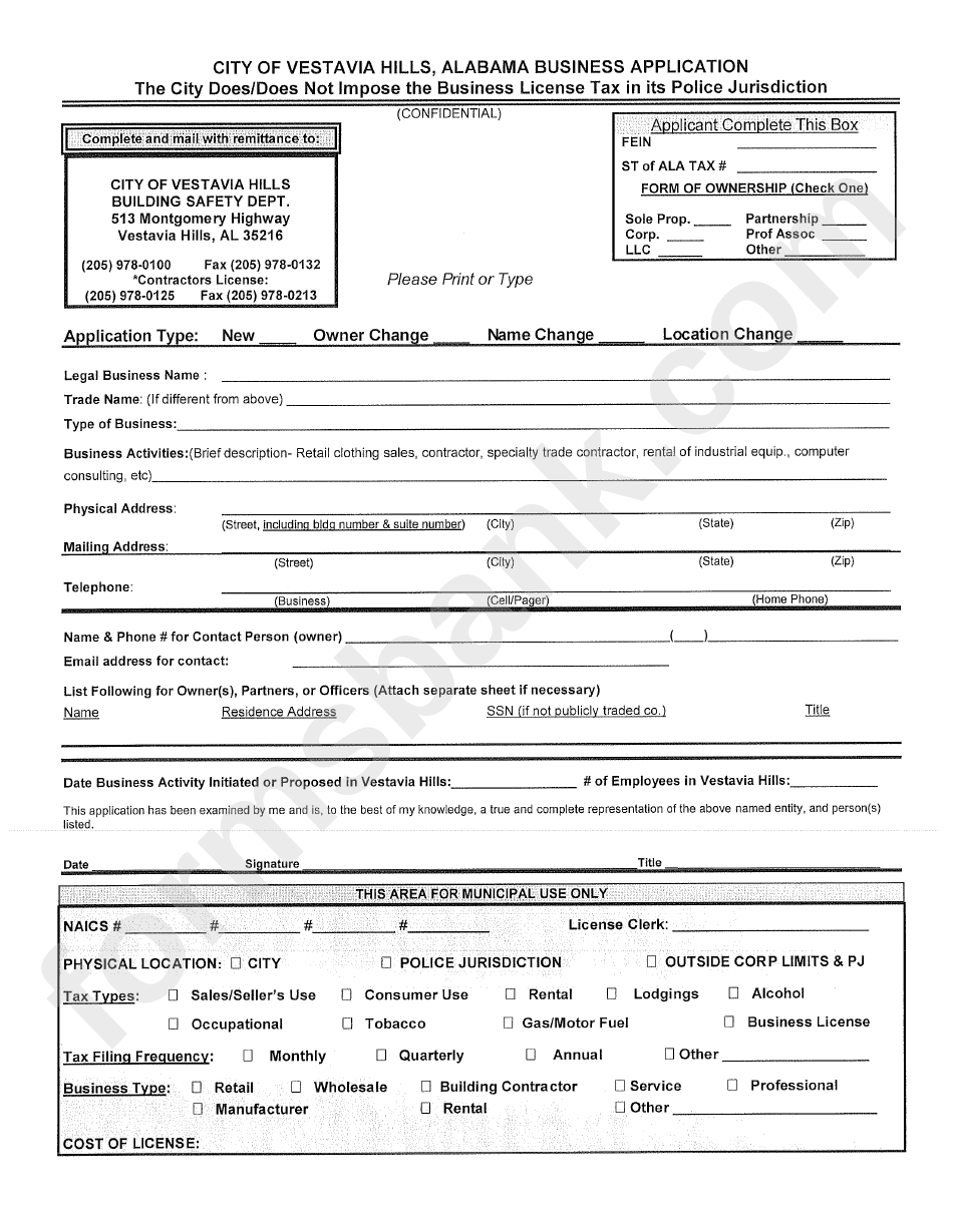 Alabama Business Application printable pdf download
