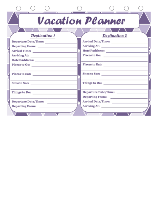 Top Vacation Planner Templates free to download in PDF format