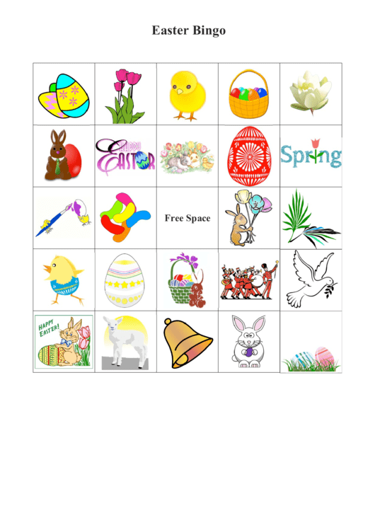 Easter Bingo Card Template printable pdf download