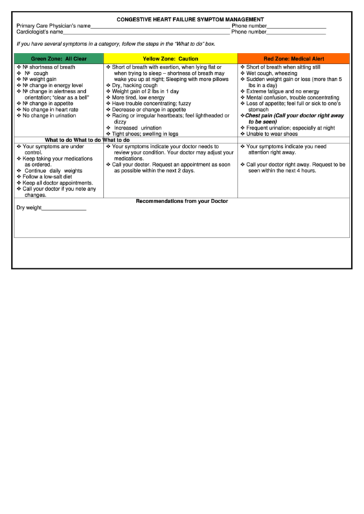 Congestive Heart Failure Symptom Management printable pdf download