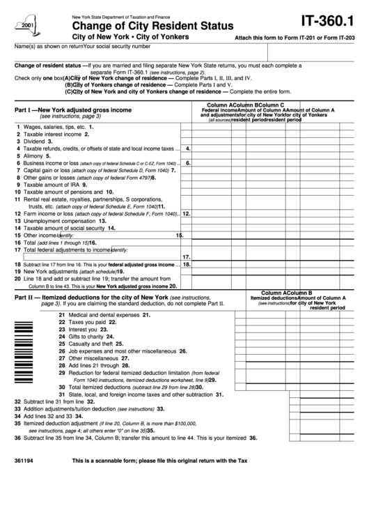 It360.1 Change Of City Resident Status printable pdf download
