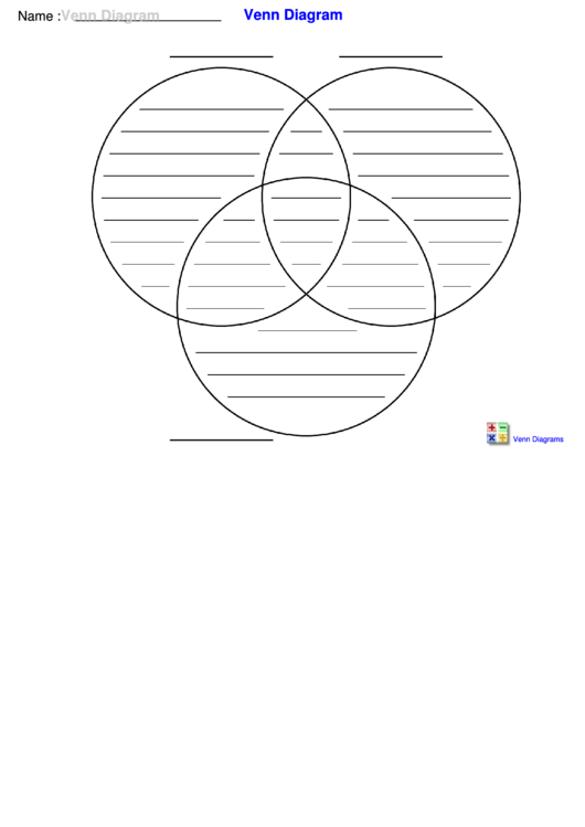 3 Venn Diagram Worksheet Template printable pdf download