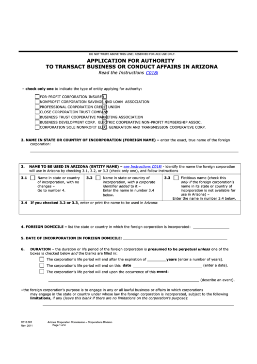 Fillable Application For Authority To Transact Business 2011 printable