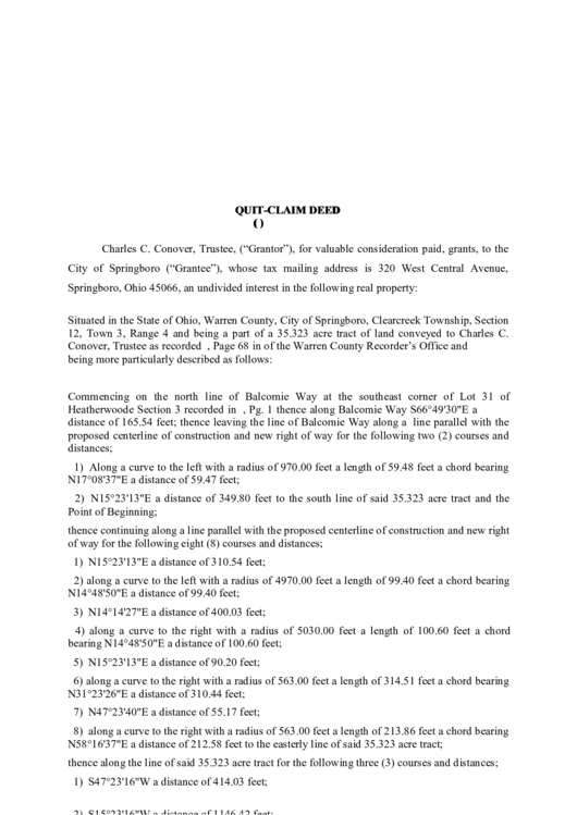 Top Quit Claim Deed Form Ohio Templates free to download in PDF format