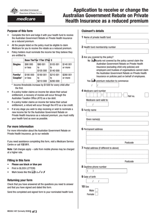 Fillable Application To Receive Or Change The Australian Government