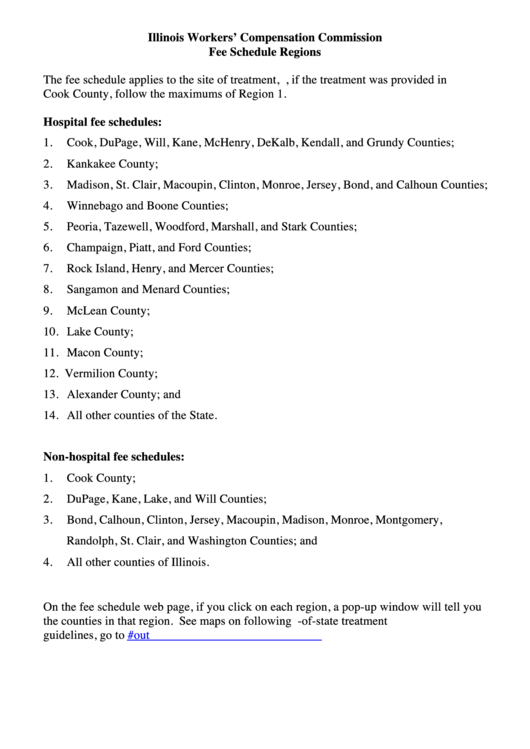 Illinois Workers Compensation Commission Fee Schedule Regions printable