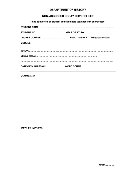 Top Cover Sheets For Essay free to download in PDF format