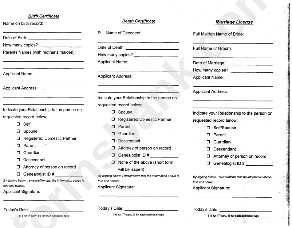 Birth Certificate/death Certificate/marriage License printable pdf download