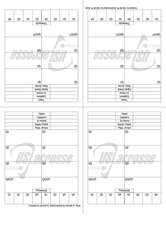 Lacrosse Score Card printable pdf download