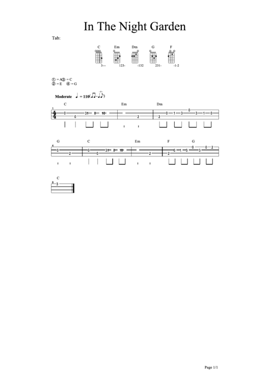 In The Night Garden Ukulele printable pdf download
