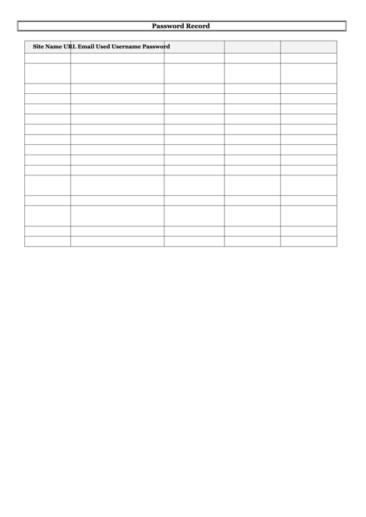 Password Record printable pdf download