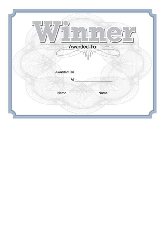 Winner Certificate Template printable pdf download