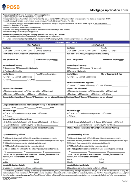 Mortgage Application Form printable pdf download