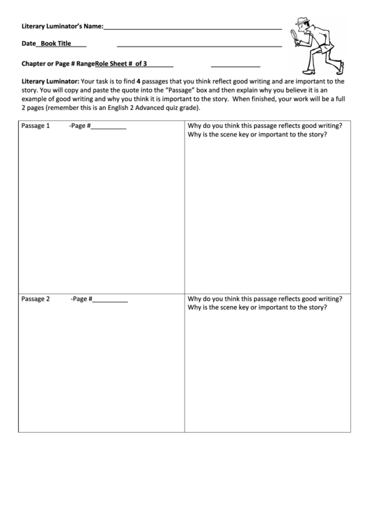 Literature Circle Roles printable pdf download