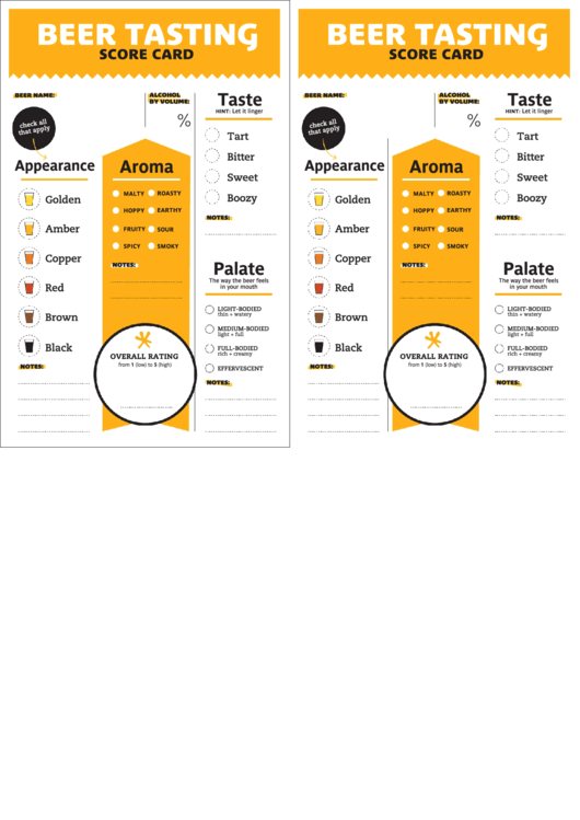 Top 10 Beer Tasting Sheets free to download in PDF format