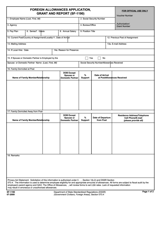 Top Sf 1190 Form Templates free to download in PDF format