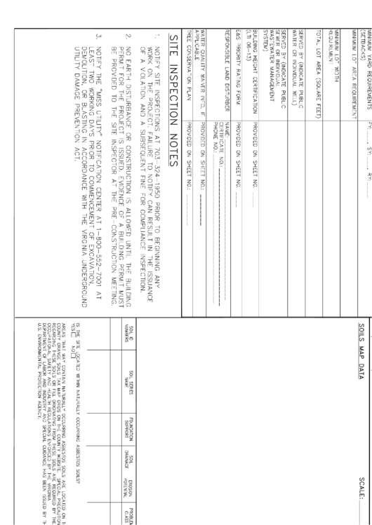 Infill Grading Plan Cover Sheet Fairfax County, Virginia printable