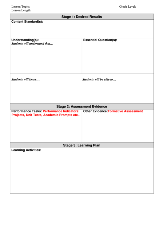 Blank Lesson Plan Template printable pdf download