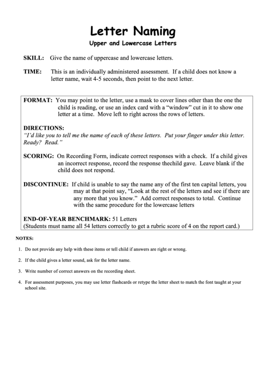 Letter Naming Worksheet Upper And Lowercase Letters printable pdf